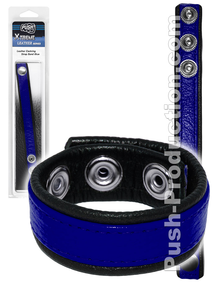 Push Xtreme Leather - Leather Cockring Strap Band Blue